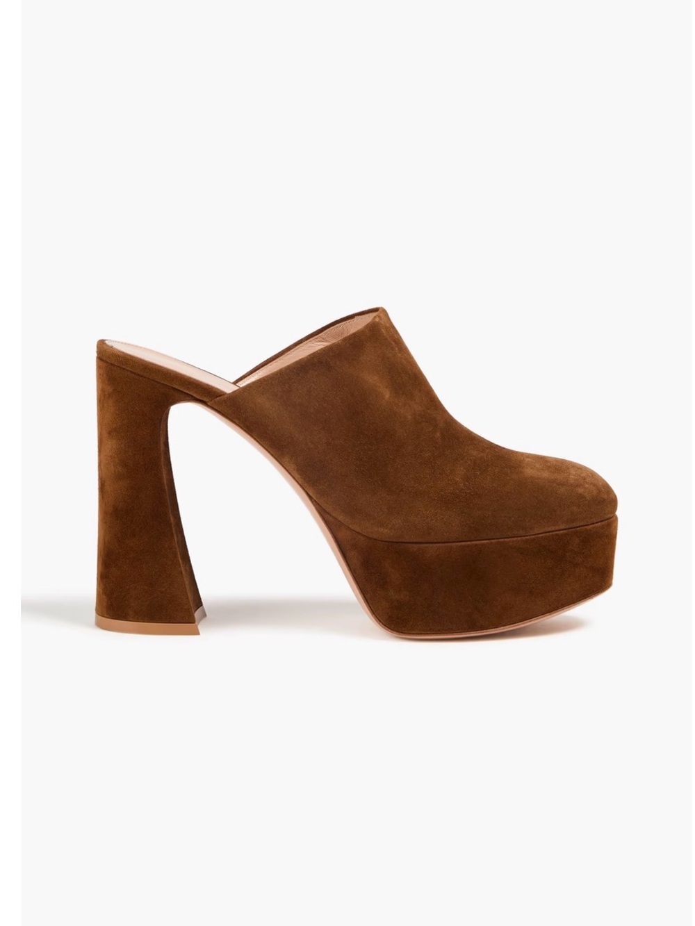 Gianvito Rossi Brown Suede Platform Mule Heels